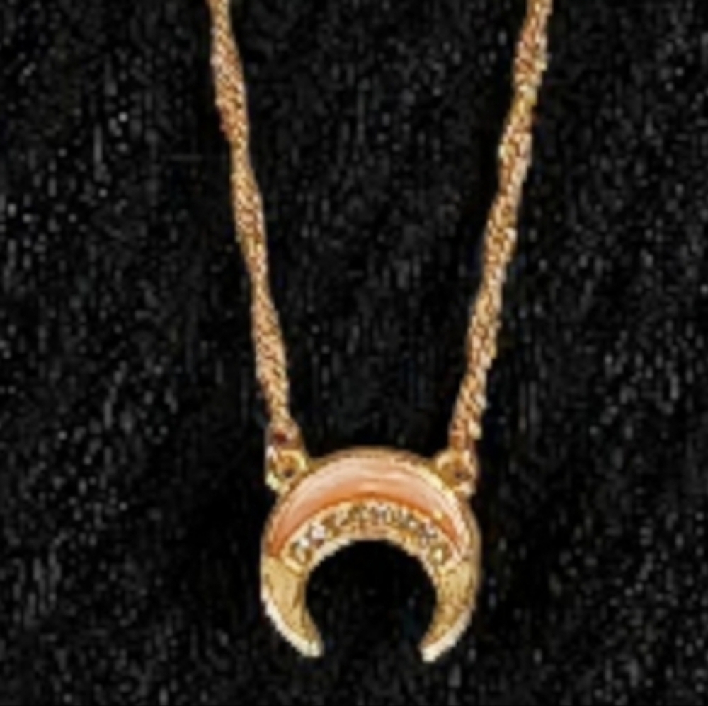 Gold Crescent Moon Charm Necklace Galactic Spacecore Galaxycore Mod 1960s Bling